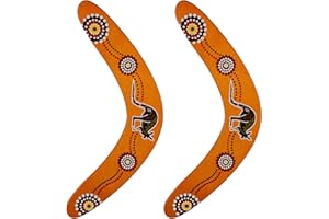 Xrten 2 PCS Handmade Boomerang, Australian Maneuver Style Outdoor Equipment, Crafted Wooden Boomerang V-Shaped(Light Brown)