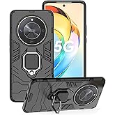 WRTBS Phone Case for Honor Magic 6 Lite 5G Case Heavy Duty Dual Layer Military Grade Shockproof Protective Cover with Magnetic Ring Kickstand - Black