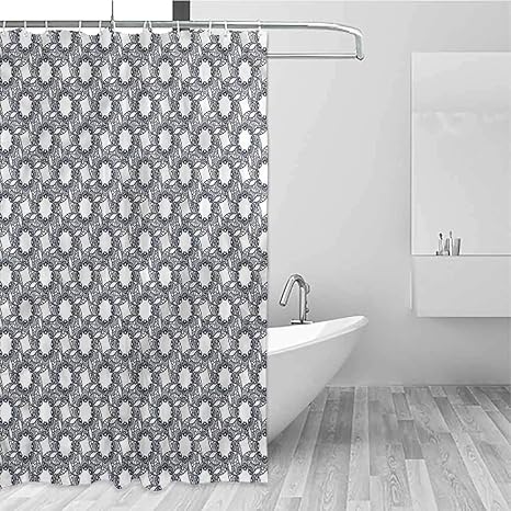 Amazon シャワーカーテン モダン防水バスライナー マスターバスルーム 子供のバスルーム ゲストバスルーム 72インチ 幾何学模様 シンプルレトロ タイル 48 W X 84 L シャワーカーテン ホーム キッチン オンライン通販