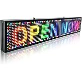 HIJH SAIL Waterproof Programmable Led Sign Custom Scrolling Outdoor Digital Signs For Business Electronic Message Board 5000cd/㎡ Brightness Advertising Display Screen Wifi/App Control(39"X8")