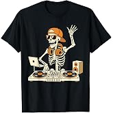 Funny Skeleton Dj Halloween Costume Music Lovers Men Boys T-Shirt