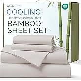 100% Rayon Derived From Bamboo - Bamboo Sheets Full Size - Cooling Sheets for Full - Soft, Breathable & Hotel Luxury Bedding - 1 Flat & 1 Fitted & 2 Pillowcases w/ 16 Inch Deep Pockets - Light Grey