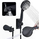 YASINU All Metal Bathtub Faucet with Stainless Steel Sprayer & Hose, 10 Settings Matte Black, Tub Spout with Diverter