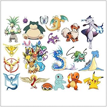 Fun For Life Pokemon Wall Stickers Peel And Stick Pikachu Charmander Bulbasaur Squirtle Eevee Gyarados Lapras Mewtwo Dragonite