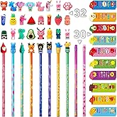 92 Pcs Scented Pencils with Cartoon Pencil Toppers and Scented Bookmarks for Kids, Students School Supplies Sets Including 30