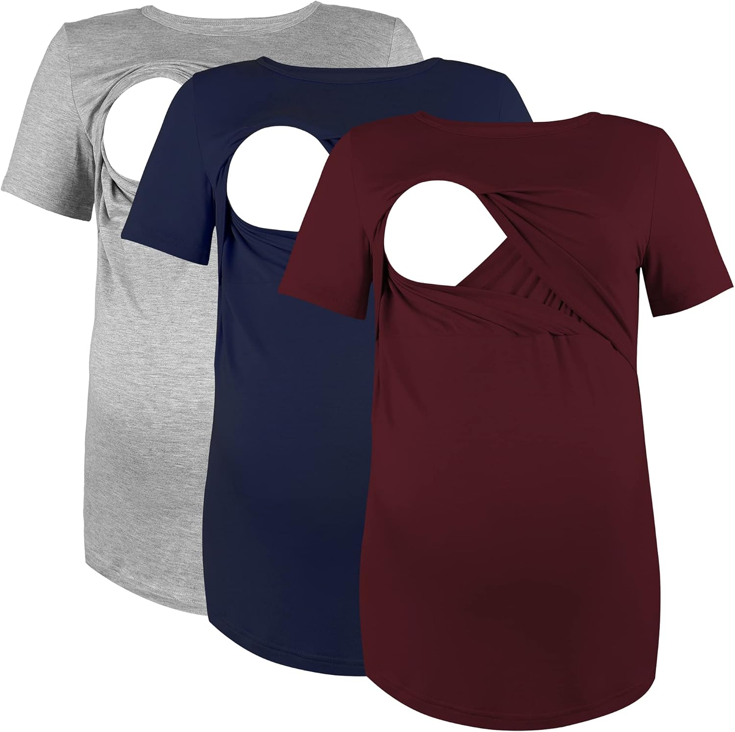 Sosolism 3 Pack Comfy Maternity Nursing Top for Pregnant Women Breastfeeding Shirt at  Women’s Clothing store