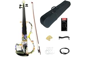 Kinglos 4/4 Purple Flowers Colored Solid Wood Advanced Electric/Silent Violin Kit with Ebony Fittings Full Size (DSG1101)