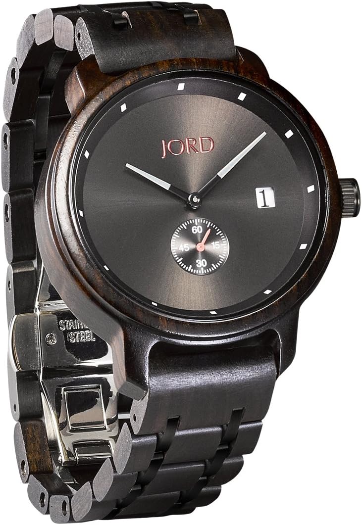 JORD Wooden Wrist Watches for Men - Hyde Series/Wood Watch Band/Wood Bezel/Analog Quartz Movement - Includes Watch Box