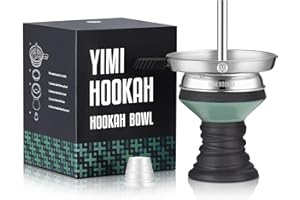MY YIMI HOOKAH Yimi Hookah® Premium Clay Hookah Bowl Set | Stainless Steel Shisha Bowl Screen & Mesh | Stainless Steel Hookah Chimney Bowl |Silicone Hookah Bowl Grommet Kit (Lake Green)