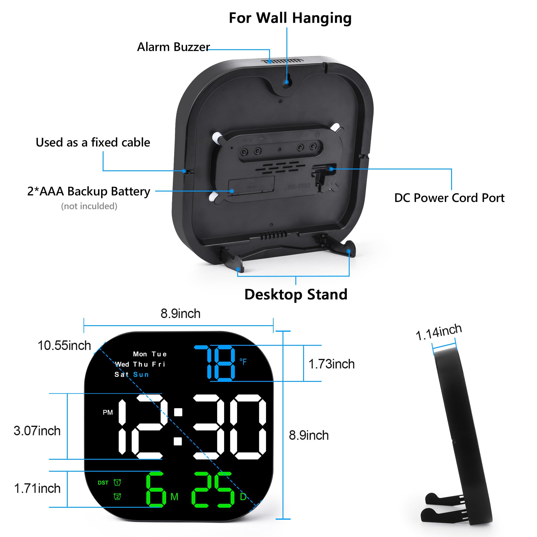 Mua SZELAM Digital Wall Clock, 10.5” LED Digital Alarm Clock Large
