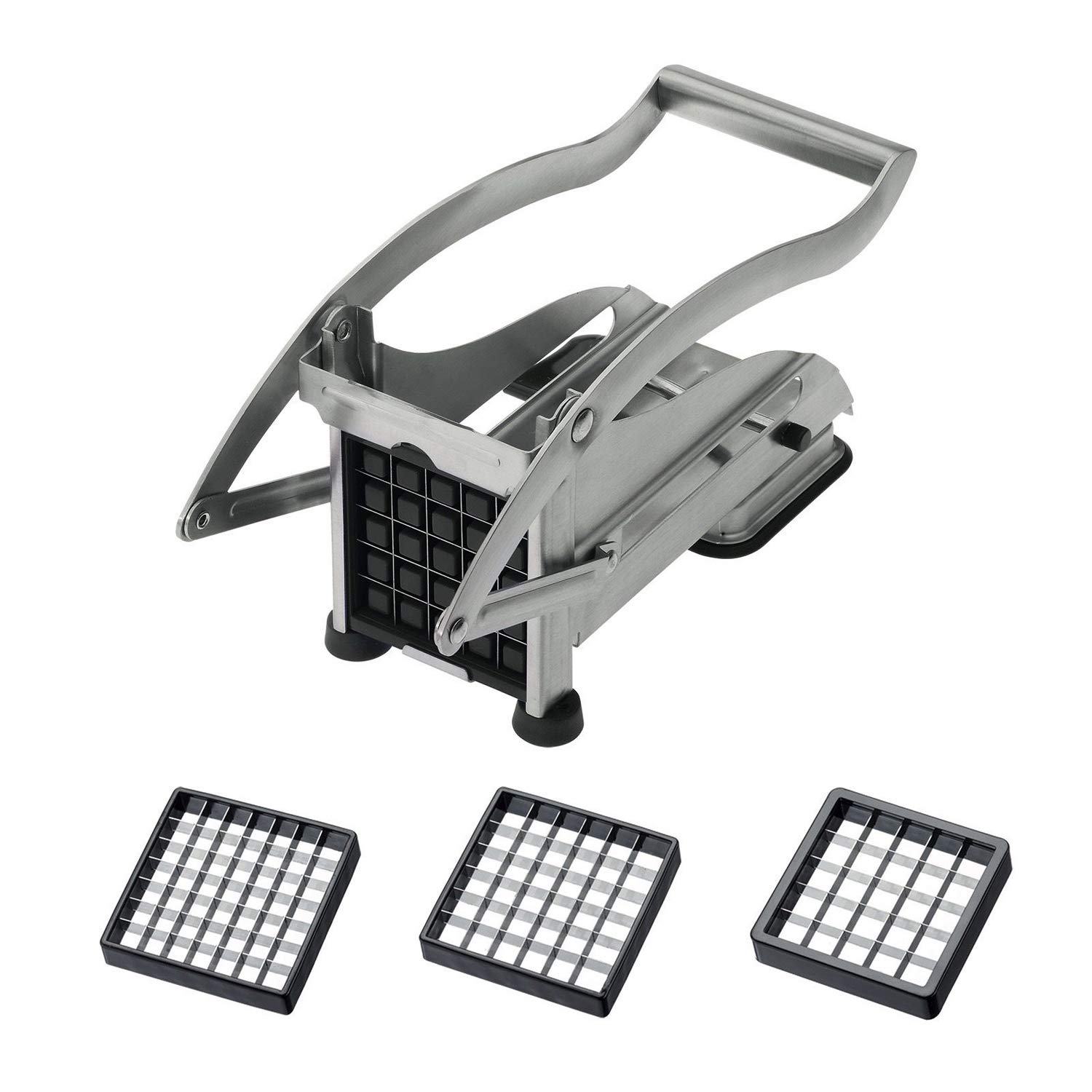 Westmark Potato Chipper And Produce Slicer With Three Stainless Steel Cutting Inserts And Indentors, Pomfri-Perfect, Silver, 11812260
