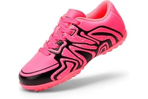 DREAM PAIRS Boys Girls Indoor Outdoor Soccer Shoes Cleats Turf Studs Lace Up Athletic Youth Futsal Football for Little/Big Ki