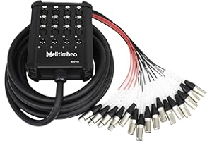 Melltimbro Speakers Low Profile XLR Send Circuit Board Snake Cable, Small Footprint XLR Box Snake for Live, Recording, Stage, Studio, 12 Channel 4 Return 25 Feet Long