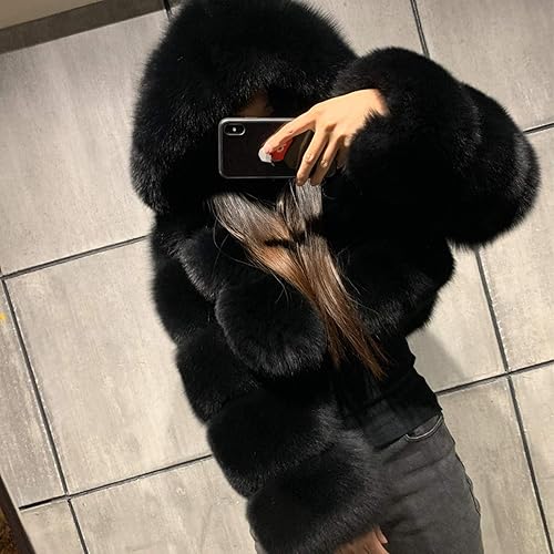 ZBYY Women Fluffy Faux Fur Coat Cropped Jacket Puffer Jacket Zip