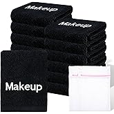 POTPTPT 12Pack Makeup Remover Towels Cotton Cosmetic 13x13 Inch Facial Cleansing Makeup Towels Soft Washcloths with Mesh Bag for All Skin Types Care Black