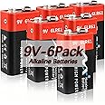 Tsrwuily 9V Batteries - Alkaline 9 Volt Battery for for Smoke Detectors and Microphone- Ultra Long Lasting with a 10 MSDS and CE RoHS Tested - Year Shelf Life (6 Counts)