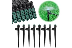 NFAMRZCAR 50pc Leak-Proof Drip Irrigation Emitters Sprayers for 1/4" Tubing, with Lock Barbed Adjustable 360 Degree Water Flow Drippers Sprayer for Garden Watering System. (50pcs-360 Degree Sprayer)