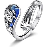 URONE Turtle Spoon Ring Sterling Silver Sea Turtle Thumb Ring Ocean Jewelry Gifts for Women