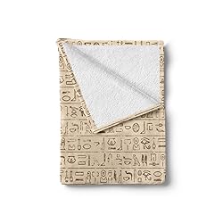 Ambesonne Egyptian Print Throw Blanket, Old Dated