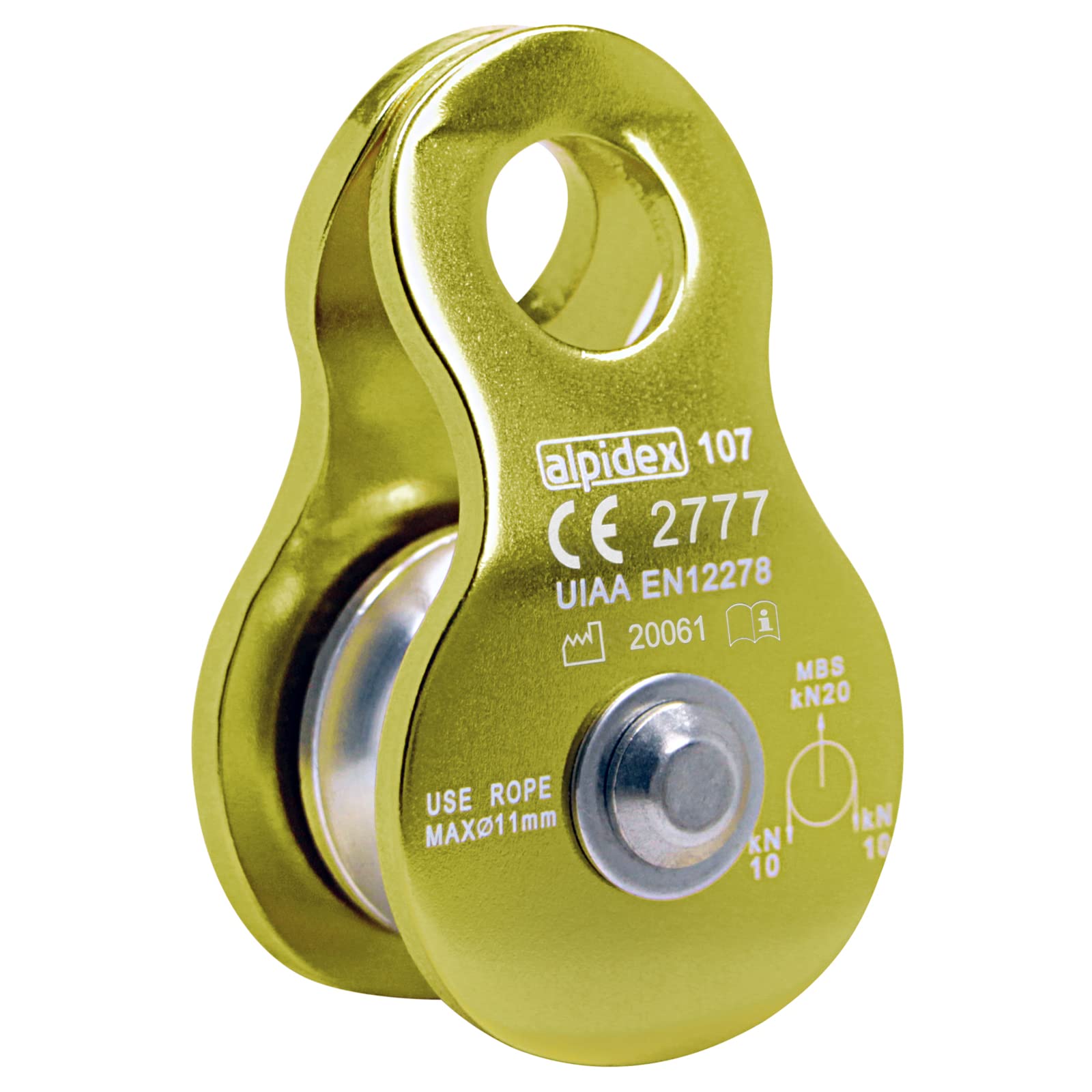ALPIDEX Mobile Pulley 20 kN | Mobile Pulley | Pulley block | Standard EN12278 | Lifting System | Ropes up to 11 mm Diameter | Rope Hoist | Cable Roller Pully, Colour:green