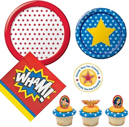 Amazon Com Wonder Woman Theme Party Supplies For 12 Guests Small