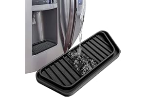 KindGa Refrigerator Drip Catcher Tray,Protector Ice and Water Dispenser Pan,Fridge Spills Water Pad Catch Basin for Drainage (Rectangular,Black)
