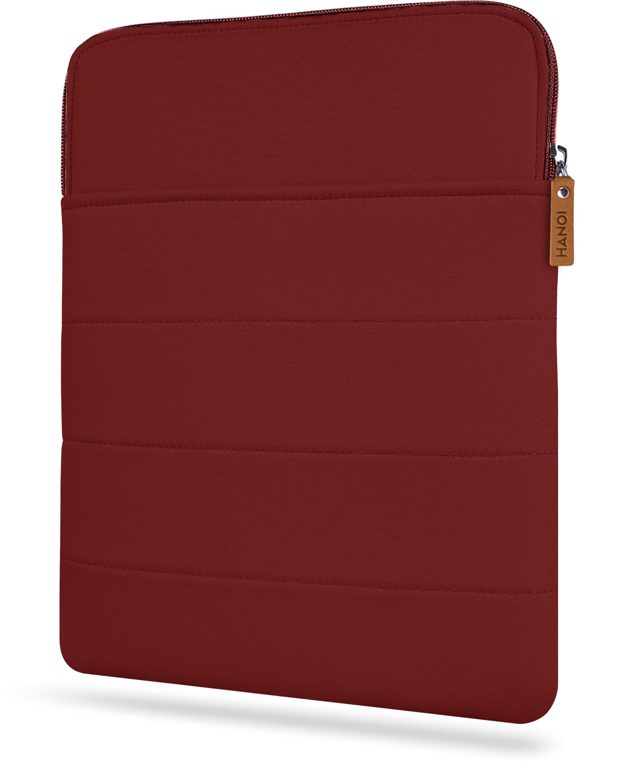 HANOI Collection® Detroit™ Book Sleeve with Zipper, Protector, Pouch for Paperbacks. Padded Cover for Hard Covers. Large Bookcase, Hardcovers Protector (Dark Red)