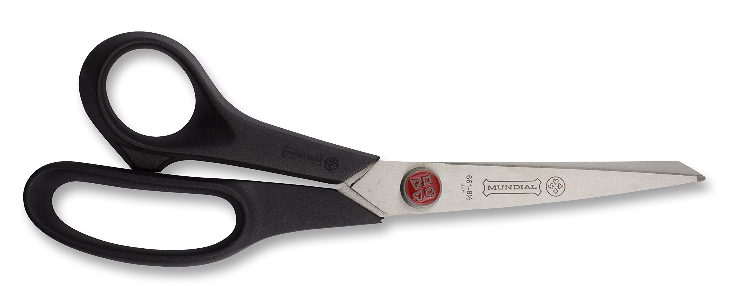 Mundial 8-inch True Left Hand Red Dot Dressmaker Shears, Black Handle, 661LH