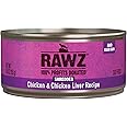 Rawz Natural Premium Shredded Canned Cat Wet Food - Made with Real Meat Ingredients No BPA or Gums - 5.5oz Cans 24 Count (Chicken & Chicken Liver)