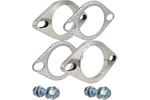 SHINTONES 2.5 Inch 2 Bolt Exhaust Flange and Gasket,Stainless Steel Exhaust Flange Connection Set with Flange Bolts and Nuts(63mm)