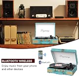 Trynnay Record Player 3 Speed Bluetooth Portable Suitcase Vinyl Player Sky Blue view 3