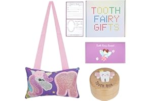 LAPEQQIOJEJ Tooth Fairy Pillow for Girls and Boys|Tooth Fairy Gifts|Tooth Fairy Tooth Holder|Tooth Fairy kit with Receipts&Pocket&Tooth Fairy Boxs