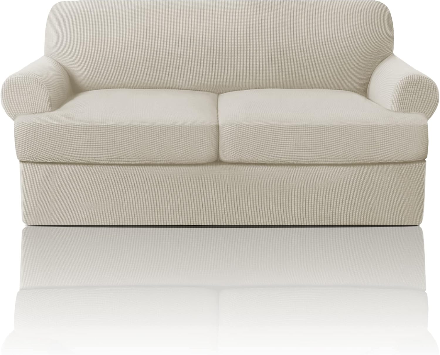 Slipcovers - T Cushion Loveseat Slipcover 3 Pieces Sofa Covers for T Cushion Sofa Stretch Sofa Covers for 2 Cushion Couch with 2 Individual T Cushion Shape Seat Covers Machine Washable, Island Fossi