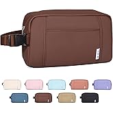 NOL Natural Organic Lifestyle Nylon Waterproof Makeup Bag Lightweight Travel Toiletry Bag for Adults, Reusable, Zip Closure with Buckle Handle, Snack Bag, Travel Cosmetic Bag, Coffee