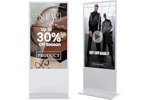 JIYANG 65 Inch Digital Signage Display, Indoor Floor Standing Advertising Display Kiosk Android System,Commercial LCD Totem Support HDMI-in,Free Customization Stickers and Lifetime CMS System(White)