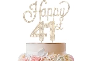 LINGTEER Happy 41st Birthday Gold Rhinestone Cake Topper - Cheers to 41st Birthday 41 Years Old Anniversary Party Cake Centerpieces Topper Decorations Gift Sign.