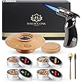 Hayden Oak Bourbon Smoker Kit with Torch (Without Butane) – 4 Flavors Wood Chips – Whiskey Cocktail Smoker Kit - Manhattan and Old Fashioned Cocktail - Birthday Whiskey Gifts for Men, Father, Husband