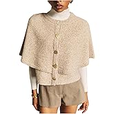 SOLY HUX Women's Button Up Cape Cardigan Crew Neck Knit Poncho Sweater Casual Trendy Fall Outfits
