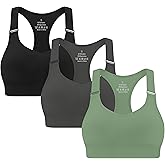 MIRITY 3-Pack Adjustable Padded Sports Bras for Women - High Support for Large Bust Workout Running Gym Fitness