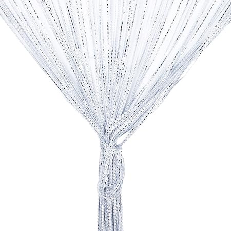 Vidillo Fadenvorhang, Fadenvorhang Glitzer Weiss 100 x 200 cm Wandvorhang Schaufensterdekoration, Dekorative Gardine Raumteil