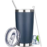 YEBTS Life 20 oz Tumbler with Lids and Straws, Stainless Steel Insulated Travel Coffee Mug, Double Wall Vacuum Insulated Tumblers, Powder Coated Coffee Tumbler for Cold & Hot Drinks (Navy Blue)