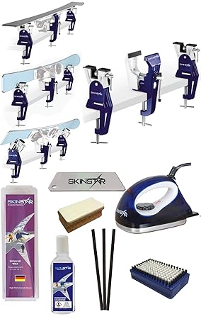 SkinStar Skiwax Set 11-teilig Skispanner Bügeleisen und Universal Wachs Belagsausbesserung