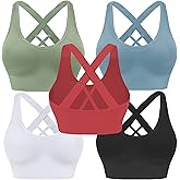 Evercute Sports Bra for Women Padded Medium Support Criss Cross Strappy Bras Seamless High Impact Yoga Exercise Athletic Bras