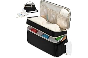 GDNASIST Breastmilk Cooler Bag with 6 Ice Pack, Wearable Breast Pump Bag Compatible with Willow, Elvie, Medela & Momcozy M5/S12 Pro Pumps & Accessories for Work, Travel and Family Use Black