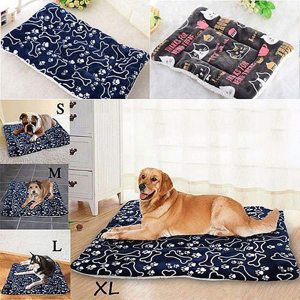 YSoutstripdu Winter Autumn Warm Up Pet Dog Puppy Cat Kitty Soft Cushion Mat Bed Fleece Kennel Blankets For Small Dogs Large Dogs Bone* L