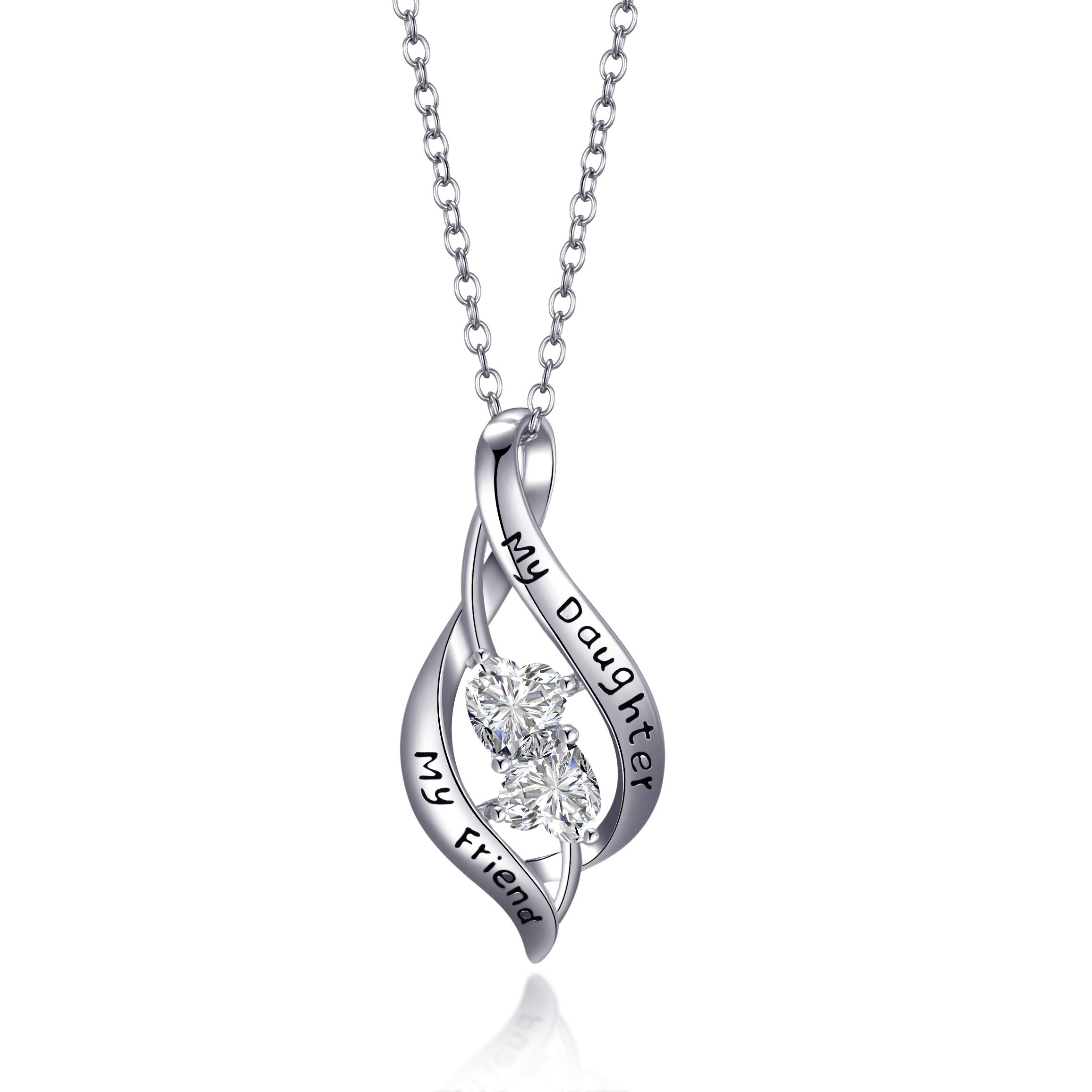 Sterling Silver My Daughter My Friend Pendant Necklace for Her From Dad & Mum