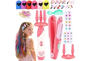 Dreamon 51 Pcs Hair Styling Tools - Hair Gem Stamper Kit and Automatic Hair Braider - Bling Hair Jewels for Girl with Reusable Shining Diamonds and Hair Chalk - Hair Salon Toys Christmas Birthday Gift