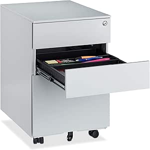 Relaxdays - Cajonera con Ruedas para Oficina (3 cajones, con Cerradura