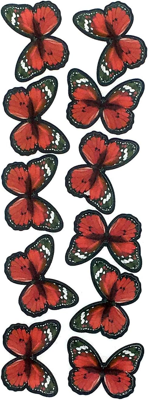 Edible Butterflies Cake Toppers,Red, Middle Size Set,S