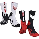 HMWIWAR 2-Pairs Basketball-Socks-for-Men & Boys, Basketball Team Lucky Number Sports-Star-Socks for Child & Adult